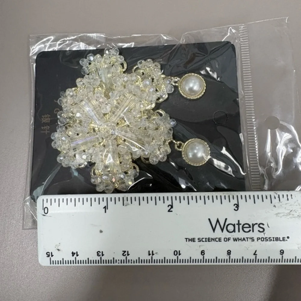 Luxury‎ Crystal Floral Earrings Statement Pearl Studs Elegant Dangle Jewelry New